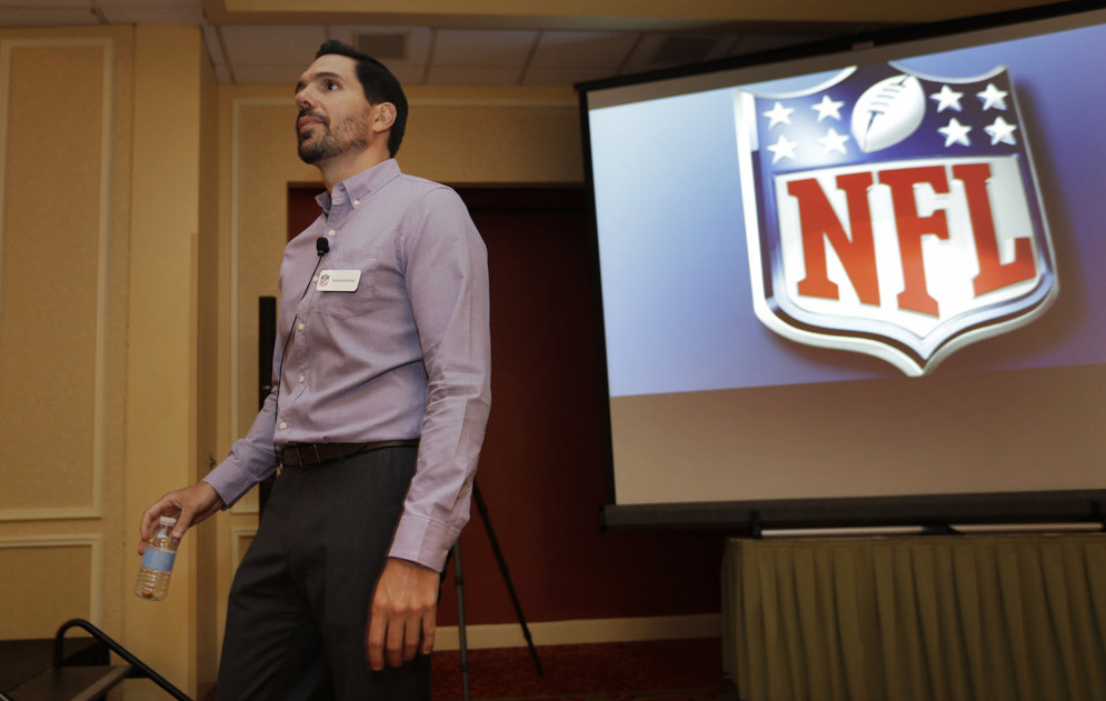 NFL Vice President of Officiating,&#xA0;Dean Blandino, begins a training session during the 2014 Annual NFL Officiating Clinic in Irving, Texas.