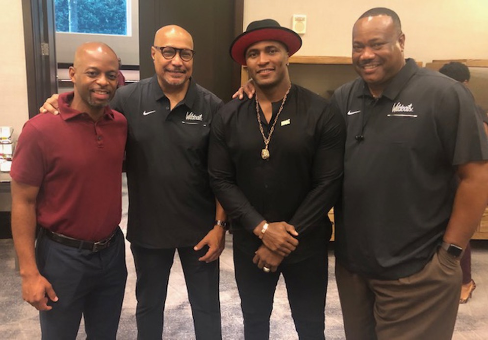 NFL staff Jamil Gittens, BCU Director of Athletics Lynn Thompson, former NFL player Stevie Baggs and BCU Sr. Assoc. AD Tony O’Neal Baggs spoke to the BCU football team at the MEAC/SWAC Challenge 2019.
