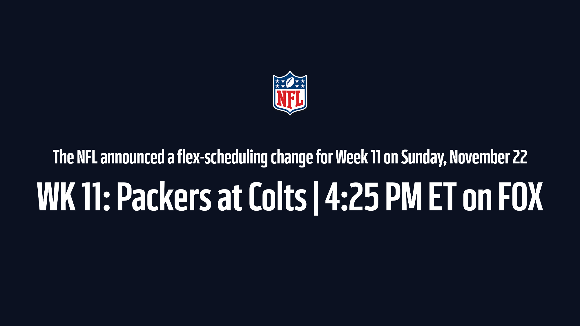 Week 11 Schedule Change NFL Football Operations