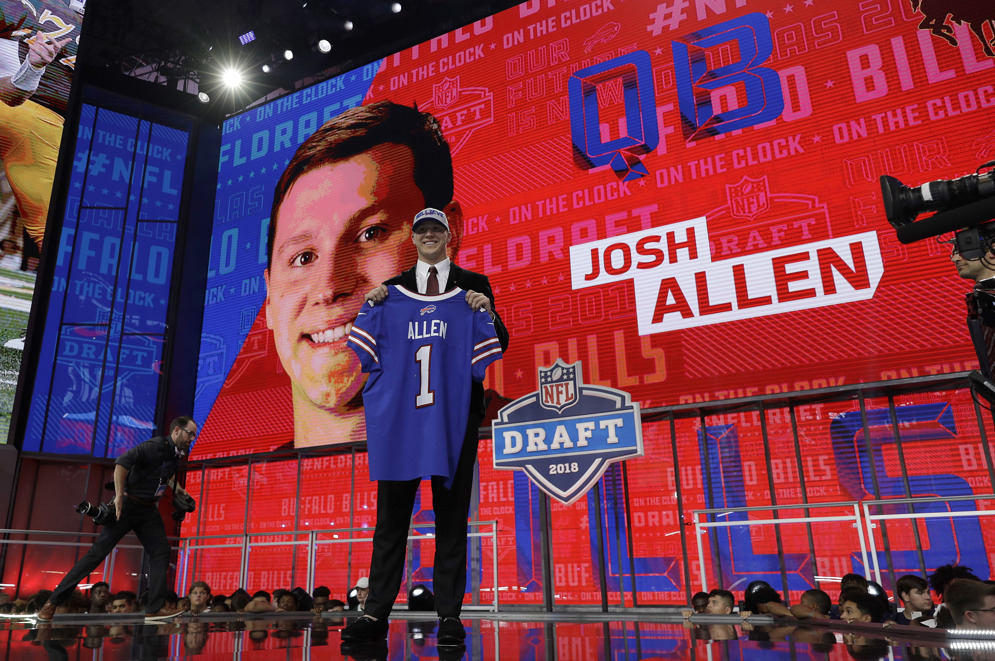 
Buffalo Bills quarterback Josh Allen, was selected out of Wyoming with the seventh overall pick of the 2018 NFL Draft. In 2017, Allen was evaluated by the College Advisory Committee and advised to stay in school. (AP/David J. Phillip)
