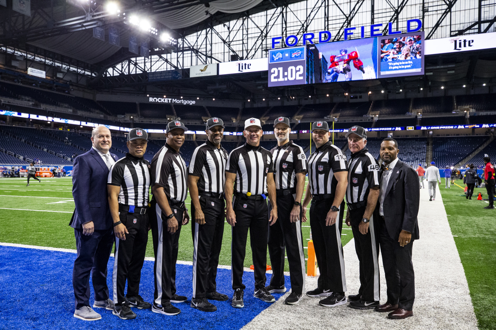 NFL Official Clete Blakeman and his team. (AP/Lauren Bacho)