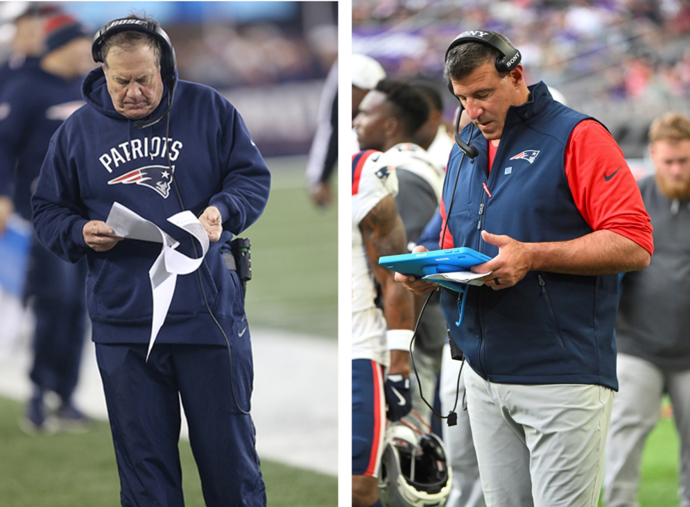 The Sideline Viewing System available on Microsoft Surface tablets offers coaches immediate and dynamic options for analyzing their opponents&#x2019; strategy and formations during a game. (AP Photo/Paul Jasienski) (AP Photo/Craig Lassig)